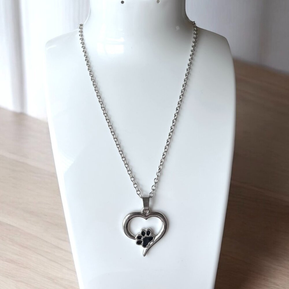 Paw and Heart Women Charm Necklace